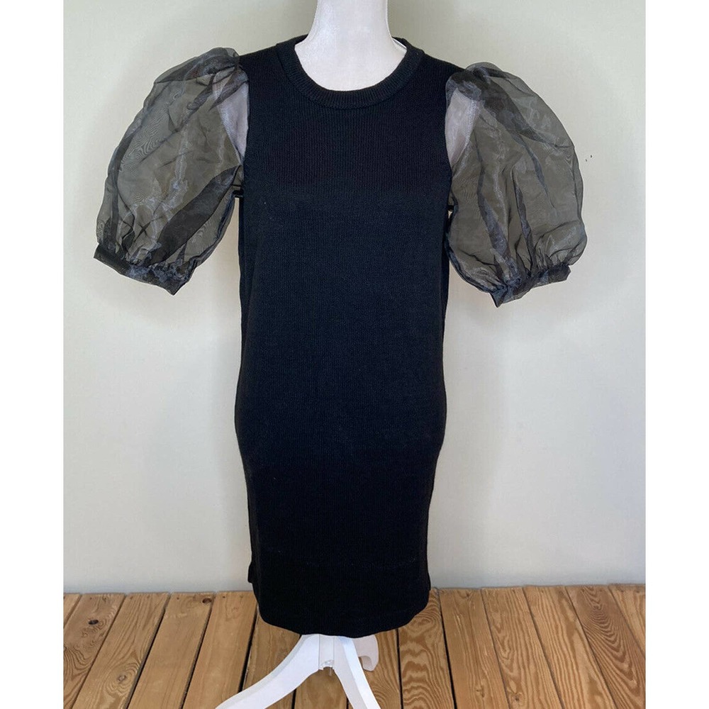 ASOS Black Dress with Sheer Puff Sleeves